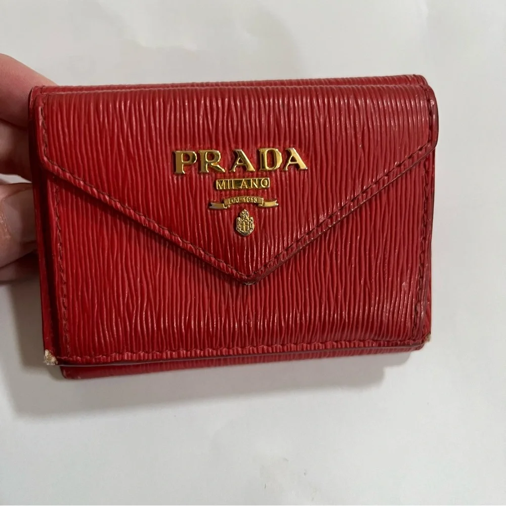 PRADA Compact Wallet Tri-fold Leather Vitello Move Mini